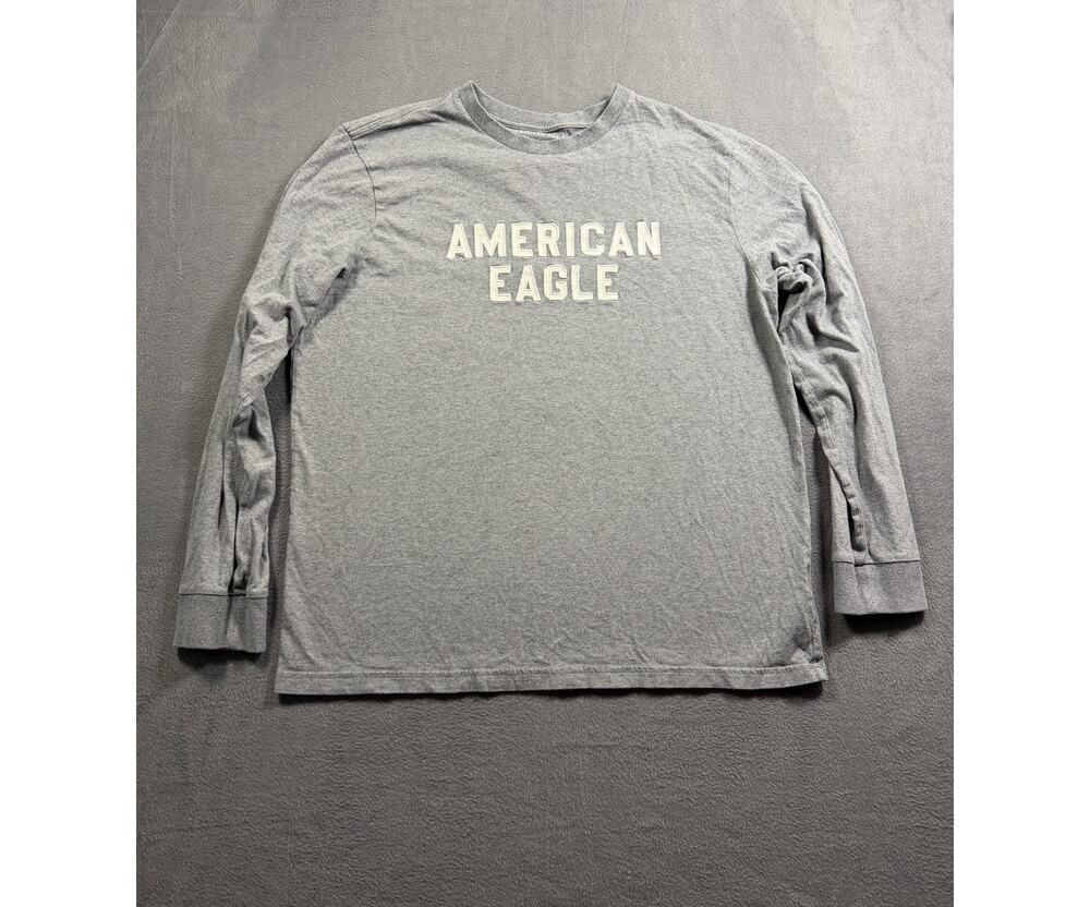 American Eagle Mens Long Sleeve Shirt Large Gray Sellout Crew Neck Soft Tee